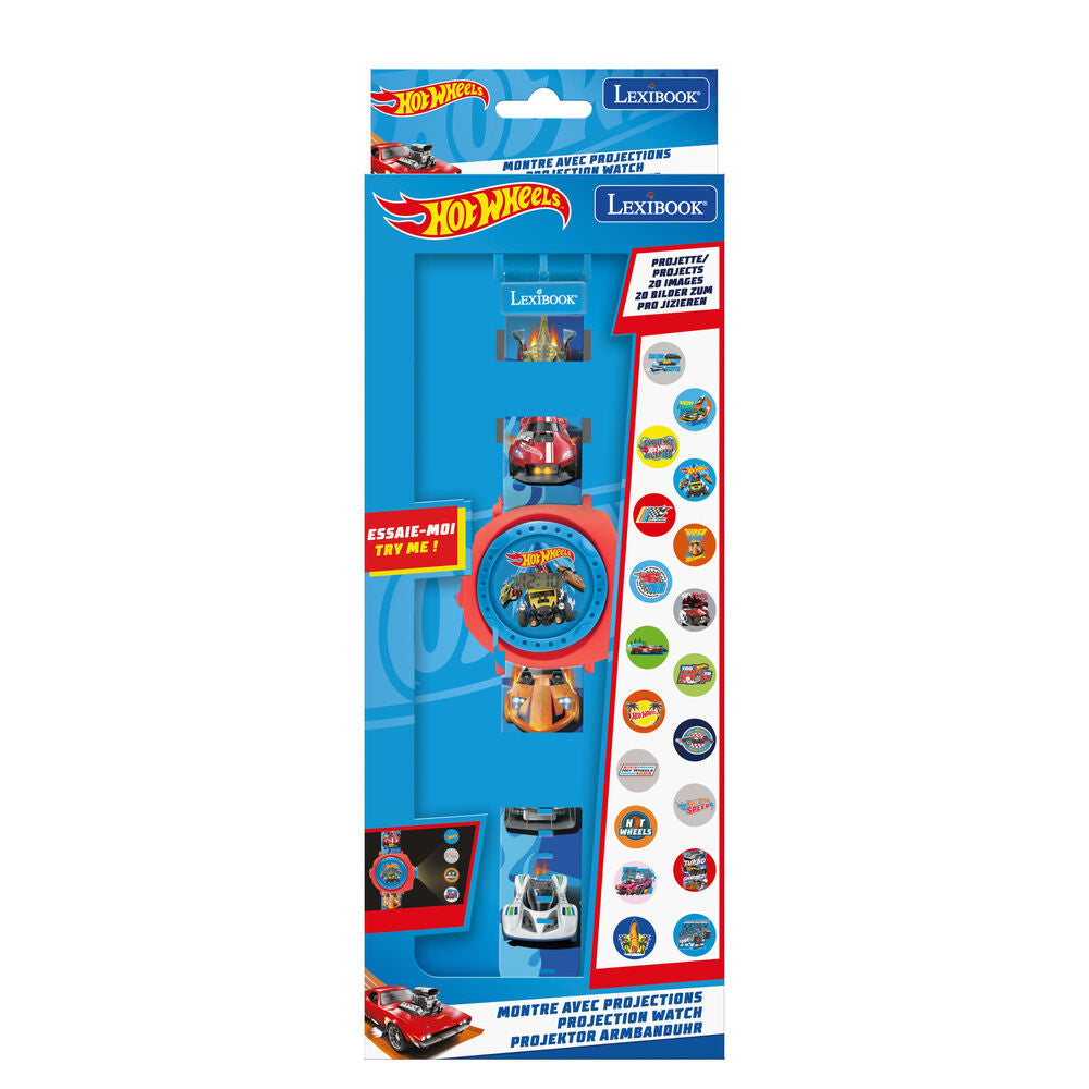Reloj digital proyector Hot Wheels rojo y azul con correa de coches - 4