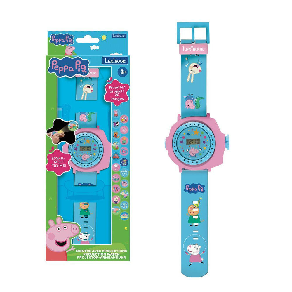 Reloj digital rosa y azul con proyector de imágenes de Peppa Pig - 4