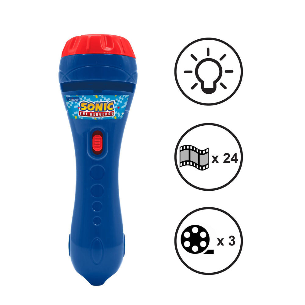 Linterna proyector azul de Sonic con tres discos de imágenes - 3