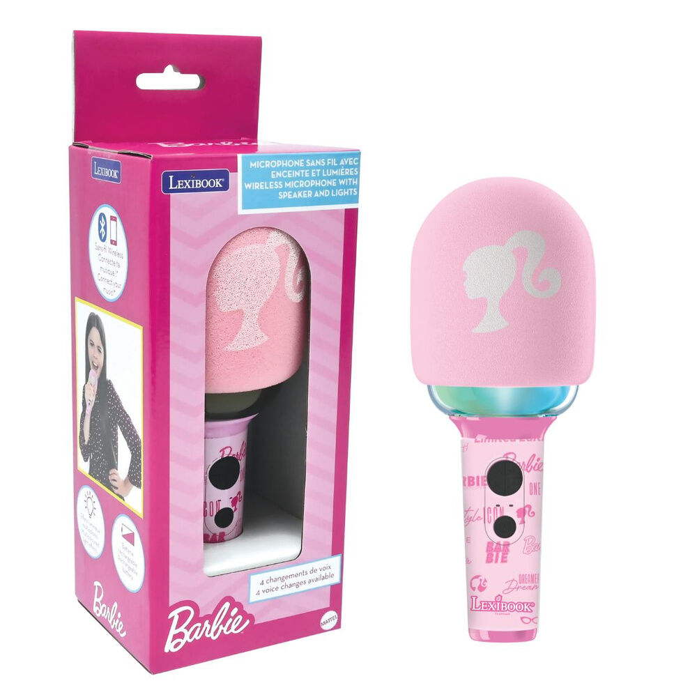 Micrófono inalámbrico Barbie rosa con altavoz y luces multicolor - 4