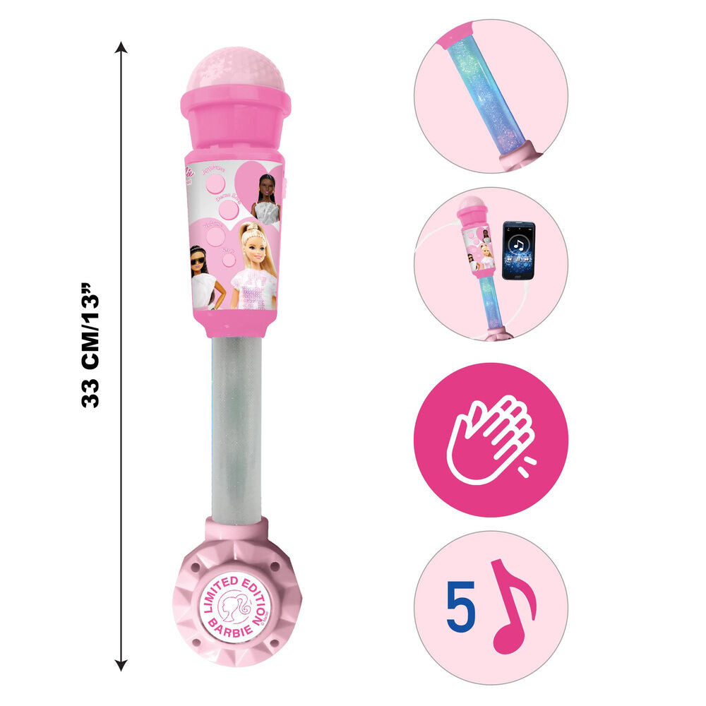 Micrófono luminoso Barbie rosa con mango brillante - 4