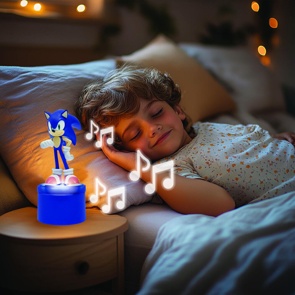 Luz nocturna con altavoz de Sonic sobre base azul - 4