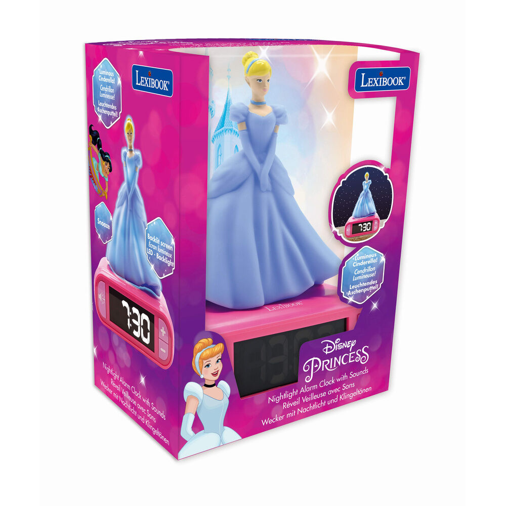 Despertador rosa 3D de Cenicienta Disney con pantalla LCD - 4