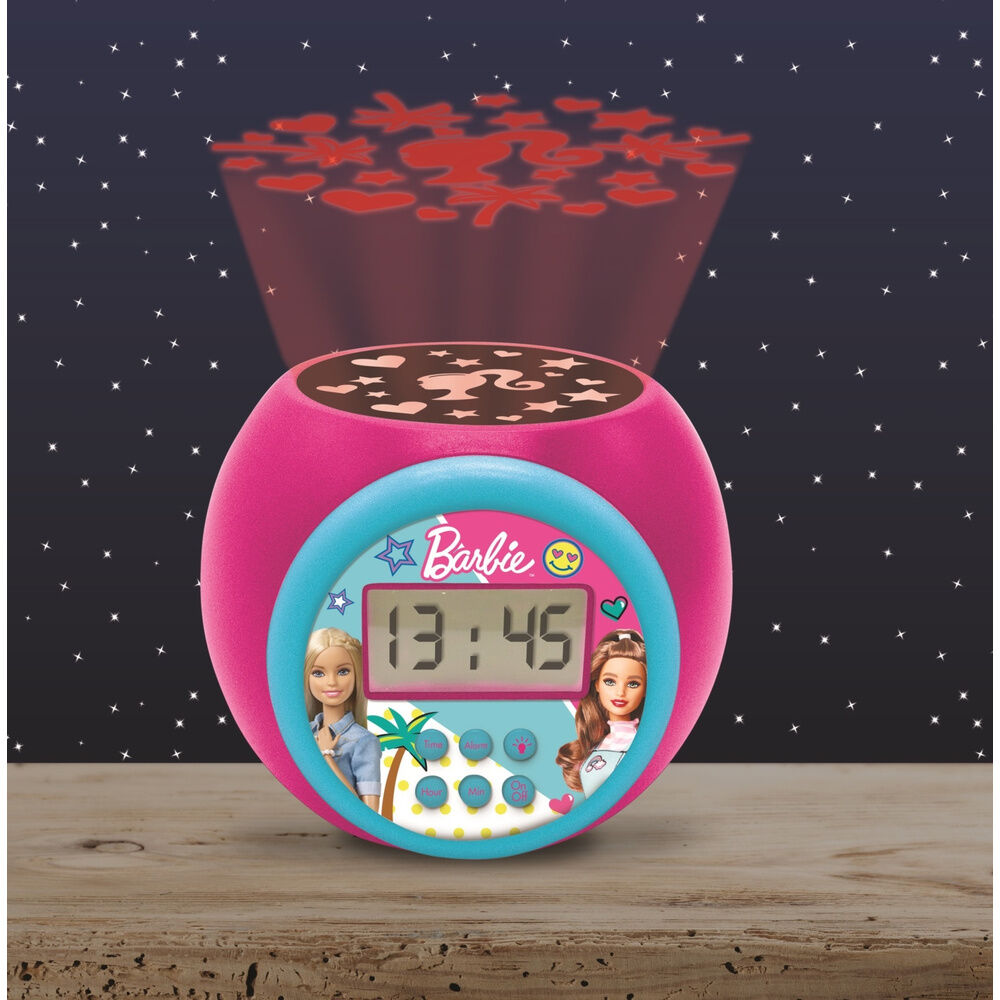 Reloj despertador proyector Barbie rosa y turquesa con pantalla LCD - 5