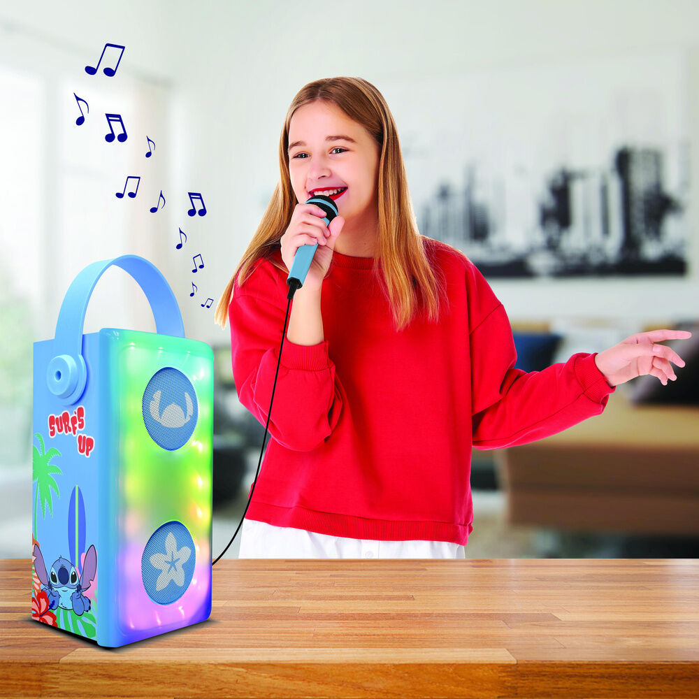 Altavoz Bluetooth luminoso azul de Stitch Disney con micrófono - 5