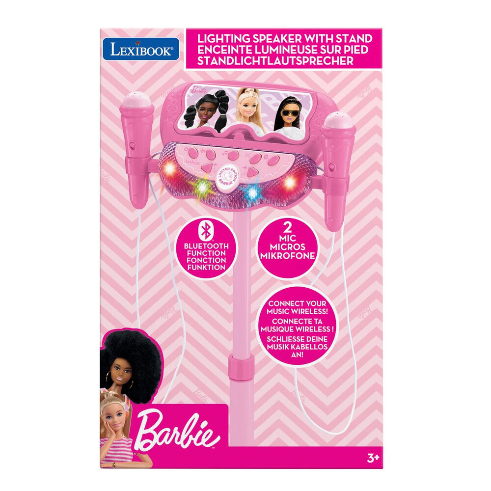Micrófono de karaoke Barbie rosa con soporte ajustable y dos micrófonos - 4