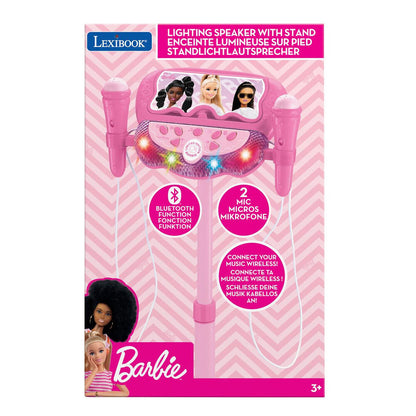 Micrófono de karaoke Barbie rosa con soporte ajustable y dos micrófonos - 4