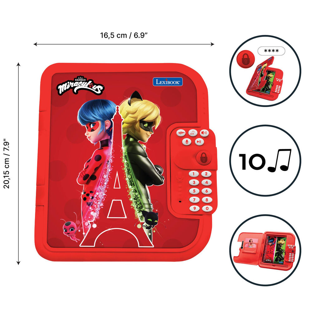 Diario electrónico rojo de Ladybug con cuaderno y bolígrafo - 4