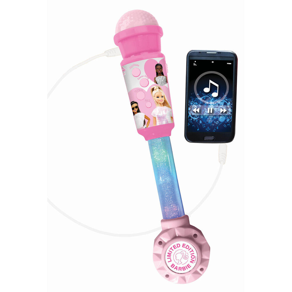Micrófono luminoso Barbie rosa con mango brillante - 5