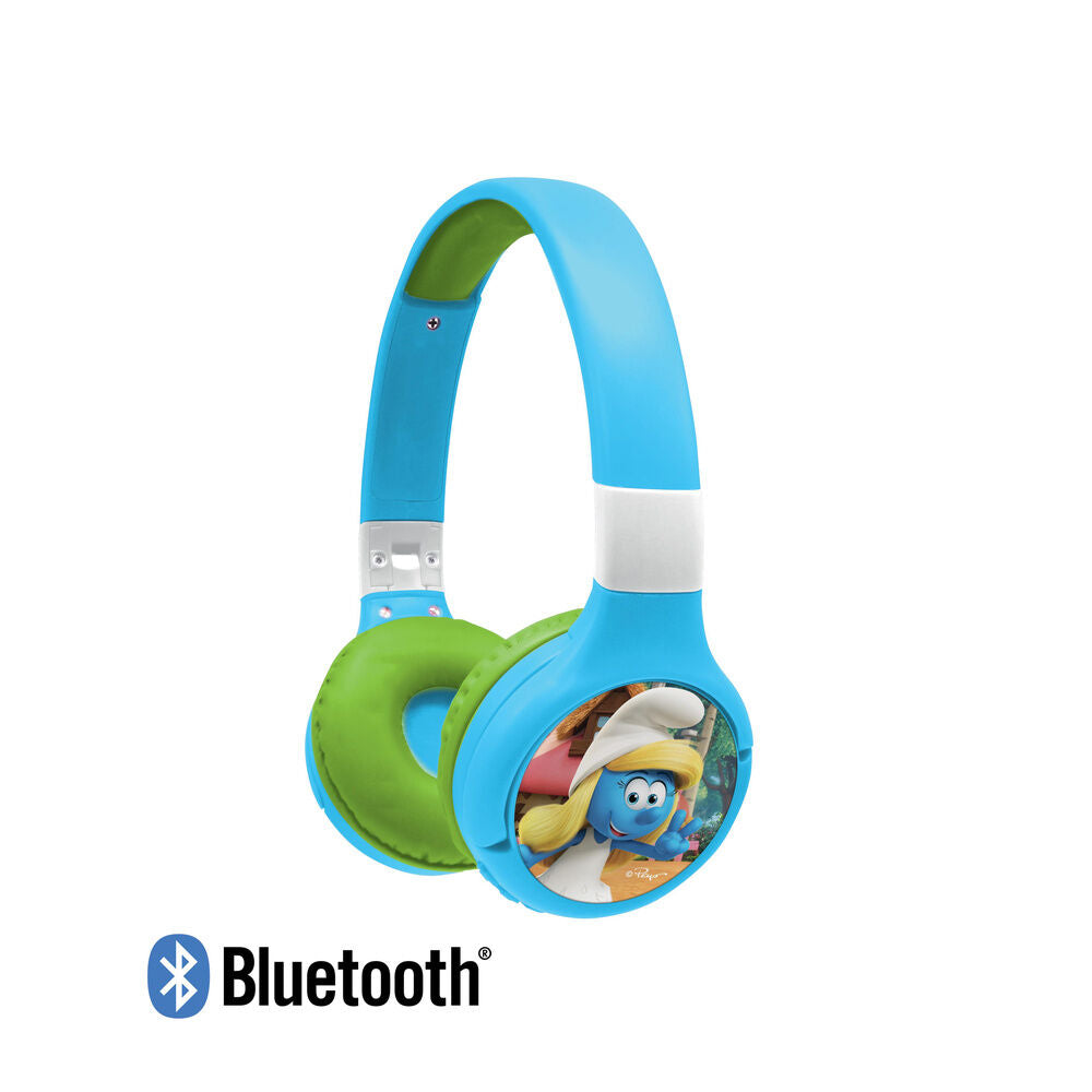 Auriculares plegables azules y verdes de Los Pitufos con cable - 6