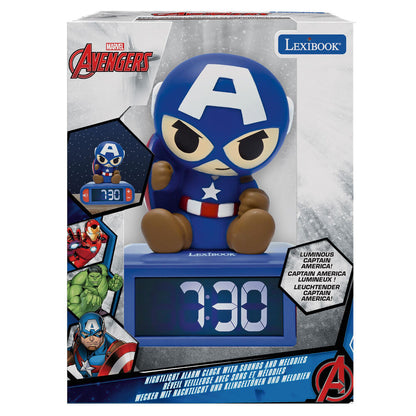 Despertador 3D azul de Capitán América con pantalla LCD - 4