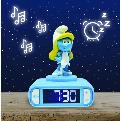 Reloj despertador 3D azul de Pitufina con pantalla LCD - 7