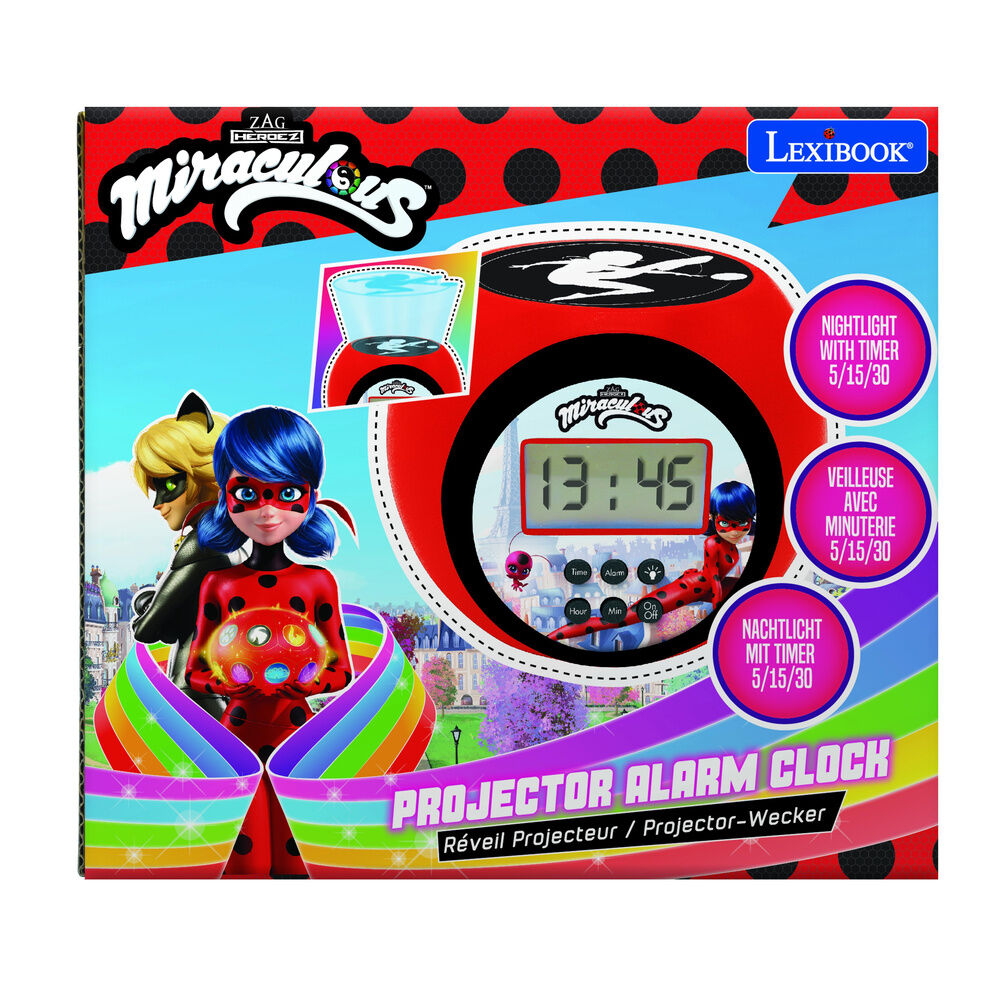 Reloj despertador proyector rojo de Ladybug con pantalla LCD - 6
