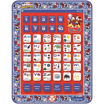 Tablet educativa bilingüe Spidey Marvel con letras y números