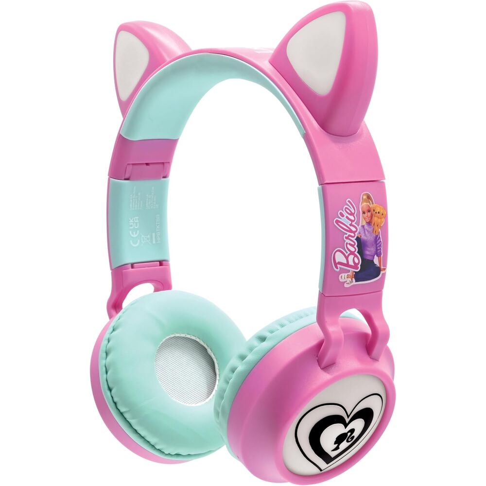 Auriculares inalámbricos Barbie rosas y turquesa con orejas de gato