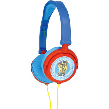 Auriculares Paw Patrol azules y rojos con imagen de Chase