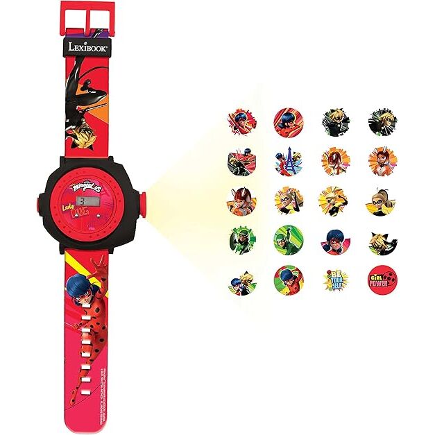 Reloj digital proyector Lexibook de Ladybug rojo y negro