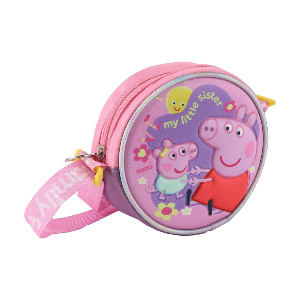 Bolso bandolera 3D rosa de Peppa Pig con correa larga