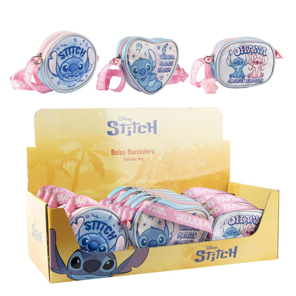 Bolso bandolera Disney Stitch surtido con diseños de Stitch y Angel