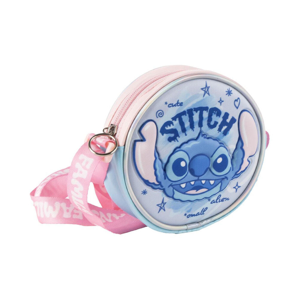 Bolso redondo 3D de Stitch Disney en azul y rosa