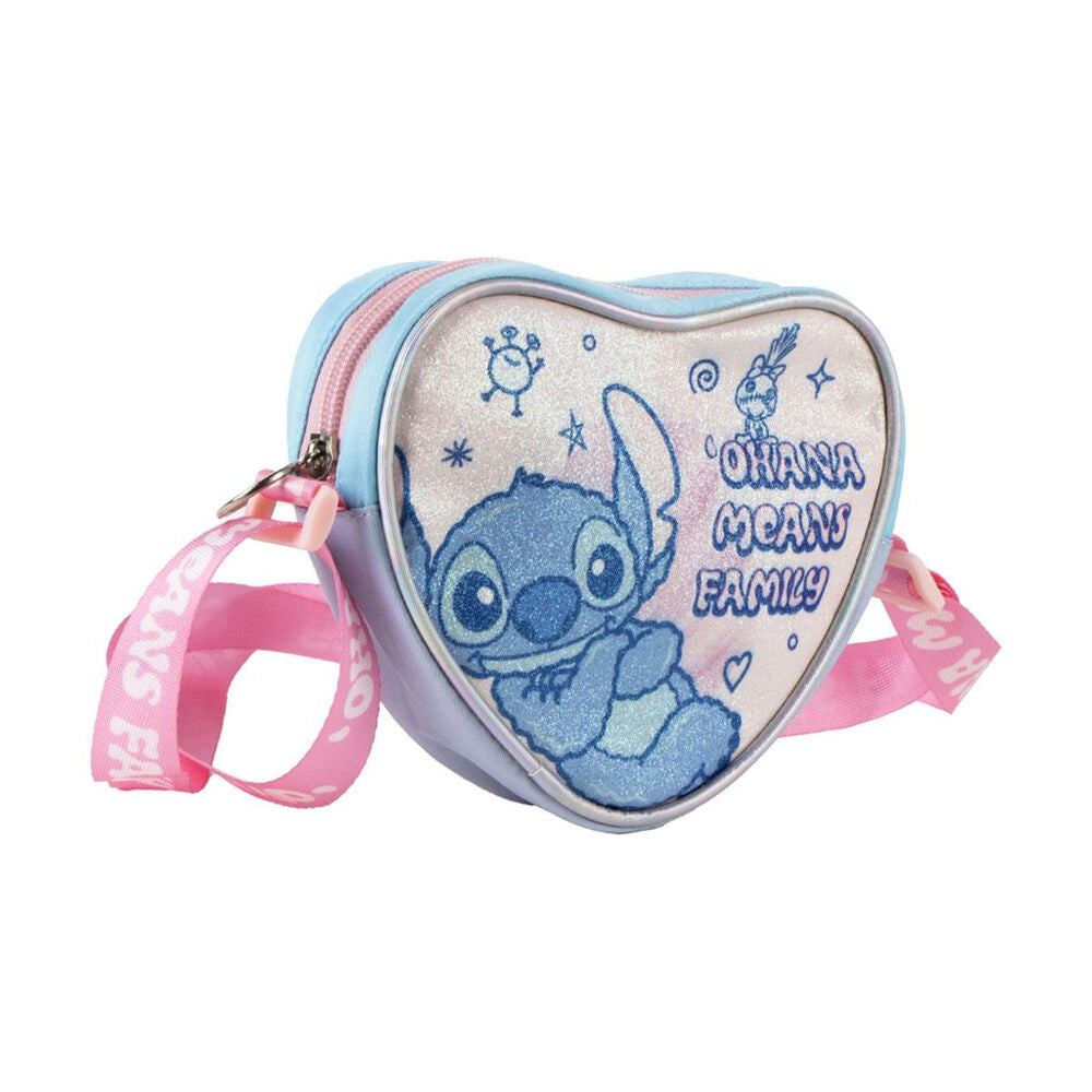 Bolso corazón de Stitch Disney en tonos azul y rosa con correa