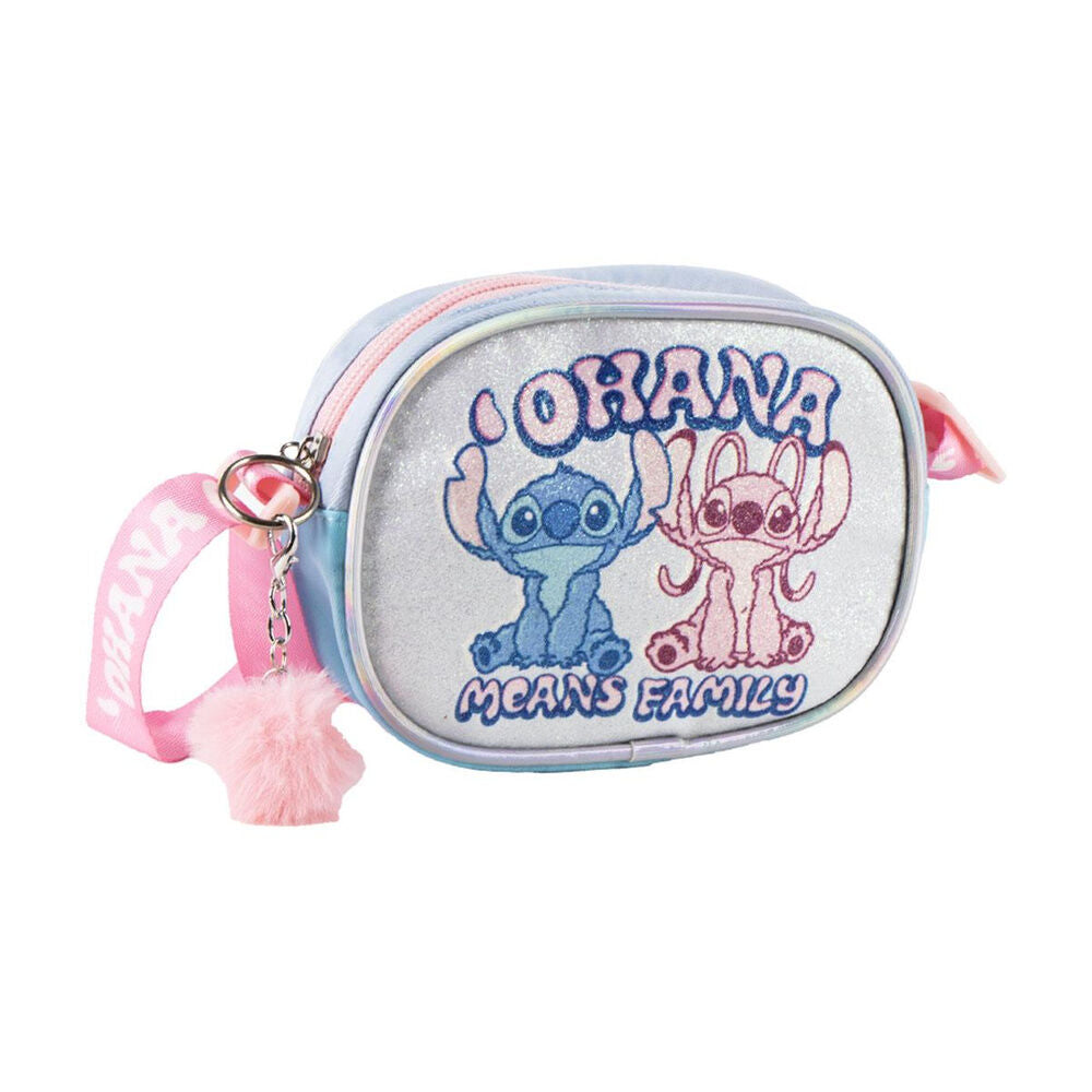 Bolso bandolera Disney de Stitch y Angel con correa rosa