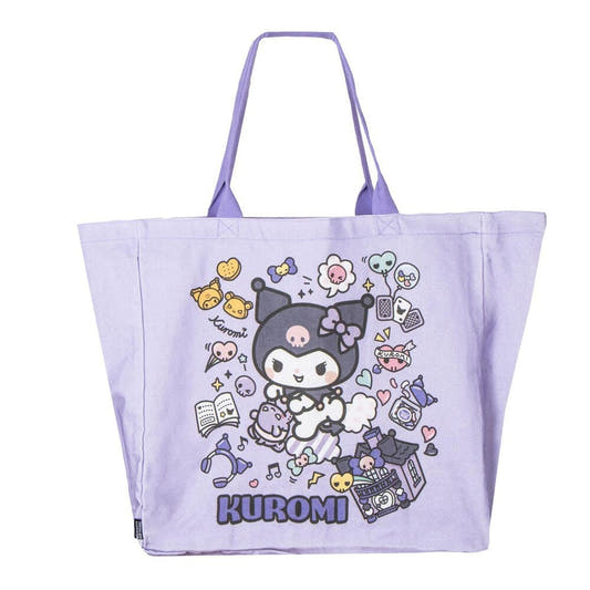 Bolsa tote lila de Kuromi con estampado frontal