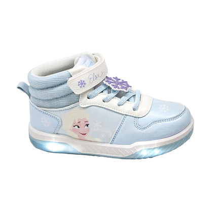Deportiva alta Frozen Disney azul claro con luces y diseño de Elsa