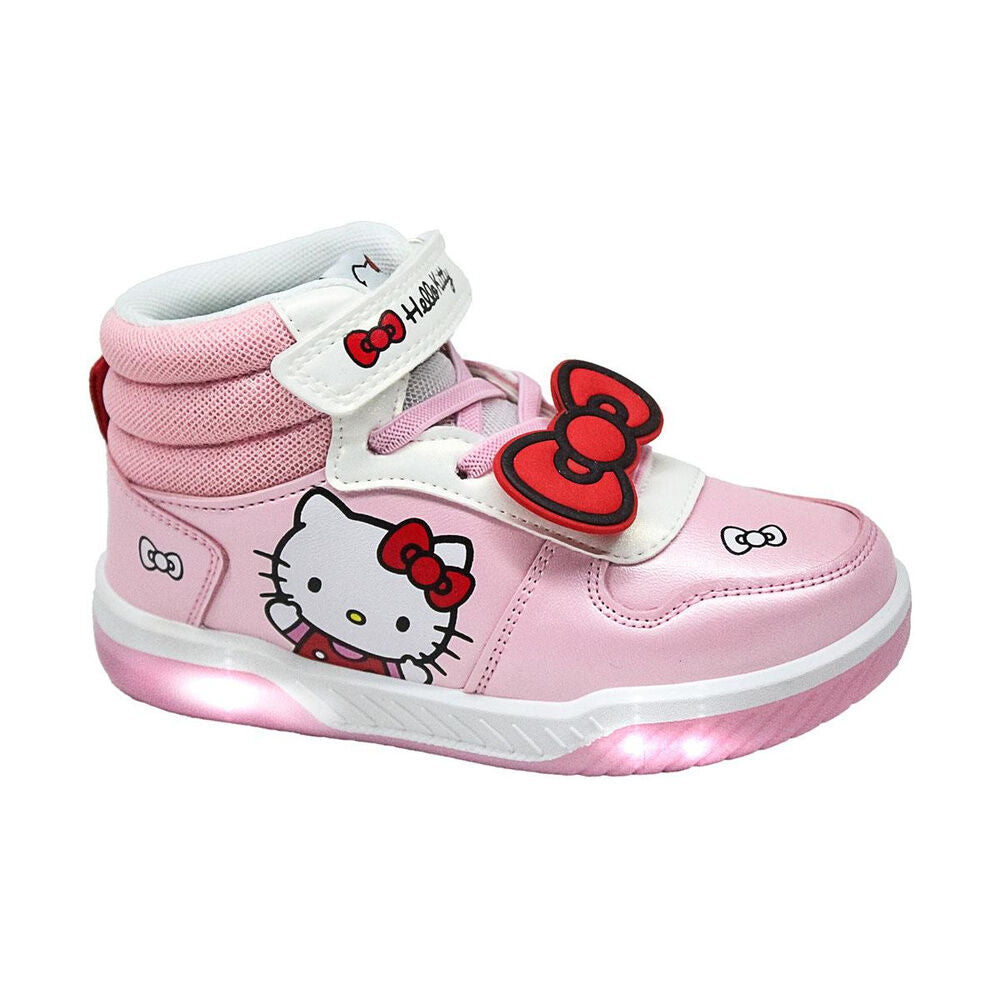 Deportivas rosas Hello Kitty con luces y lazo rojo