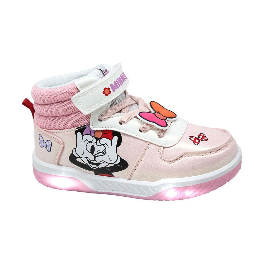 Deportivas altas rosas de Minnie Disney con luces en la suela