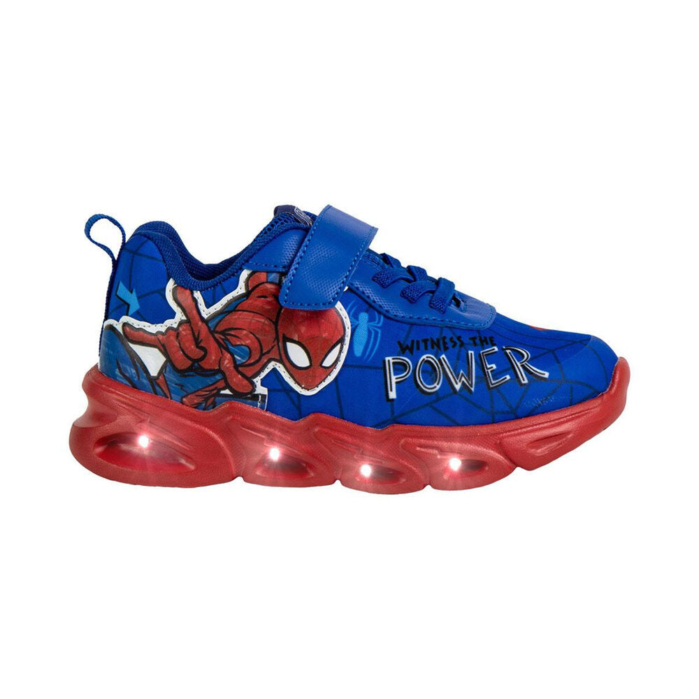 Deportiva azul y roja de Spider-Man con luces en la suela