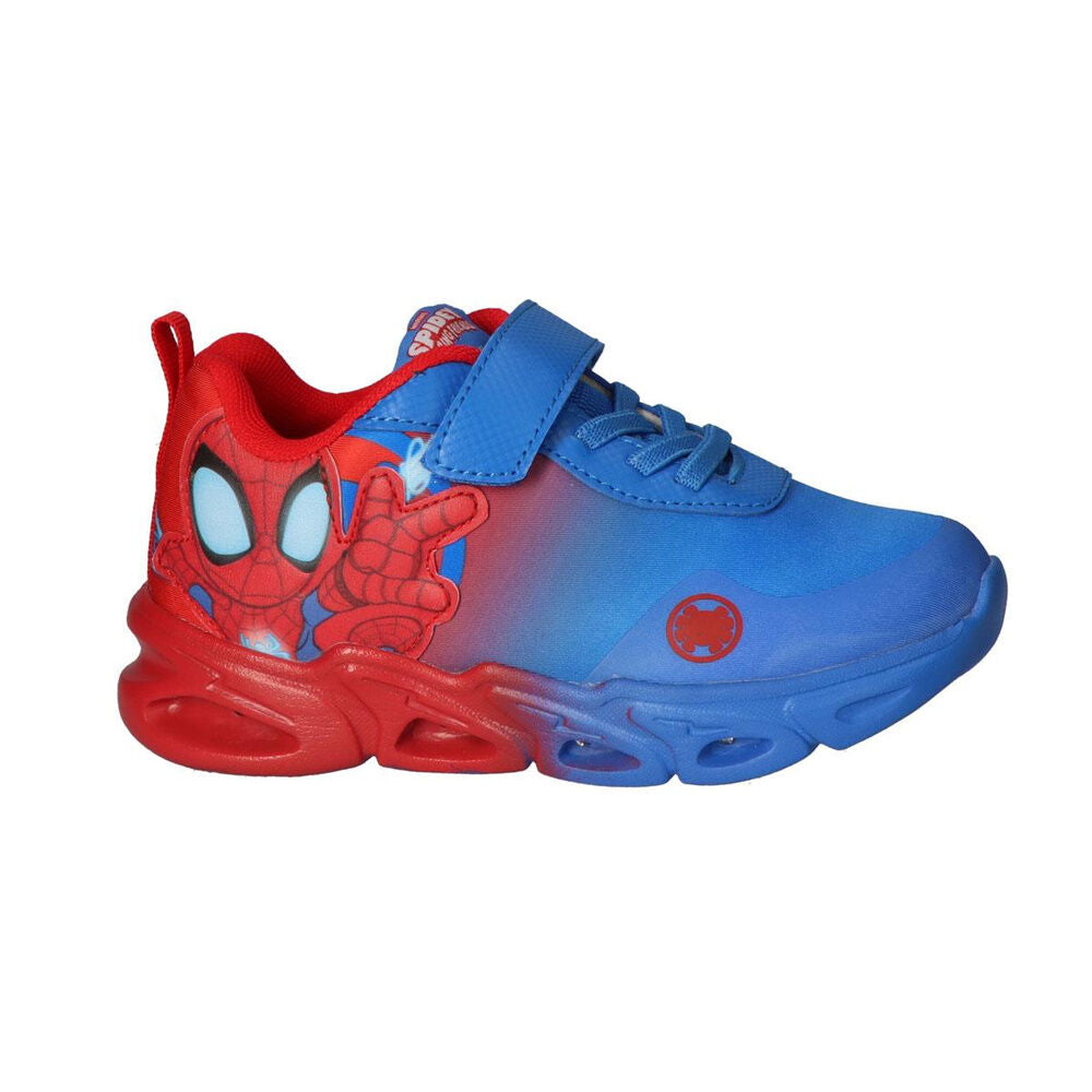 Deportiva Spidey Marvel azul y roja con luces y velcro