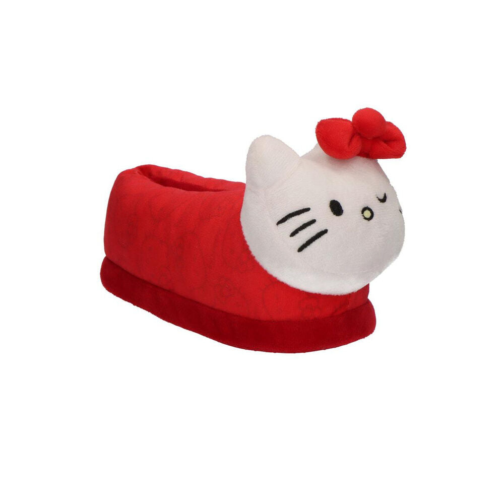 Pantufla 3D roja de Hello Kitty con lazo