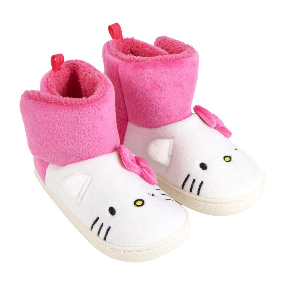 Pantuflas rosas y blancas de Hello Kitty tipo bota