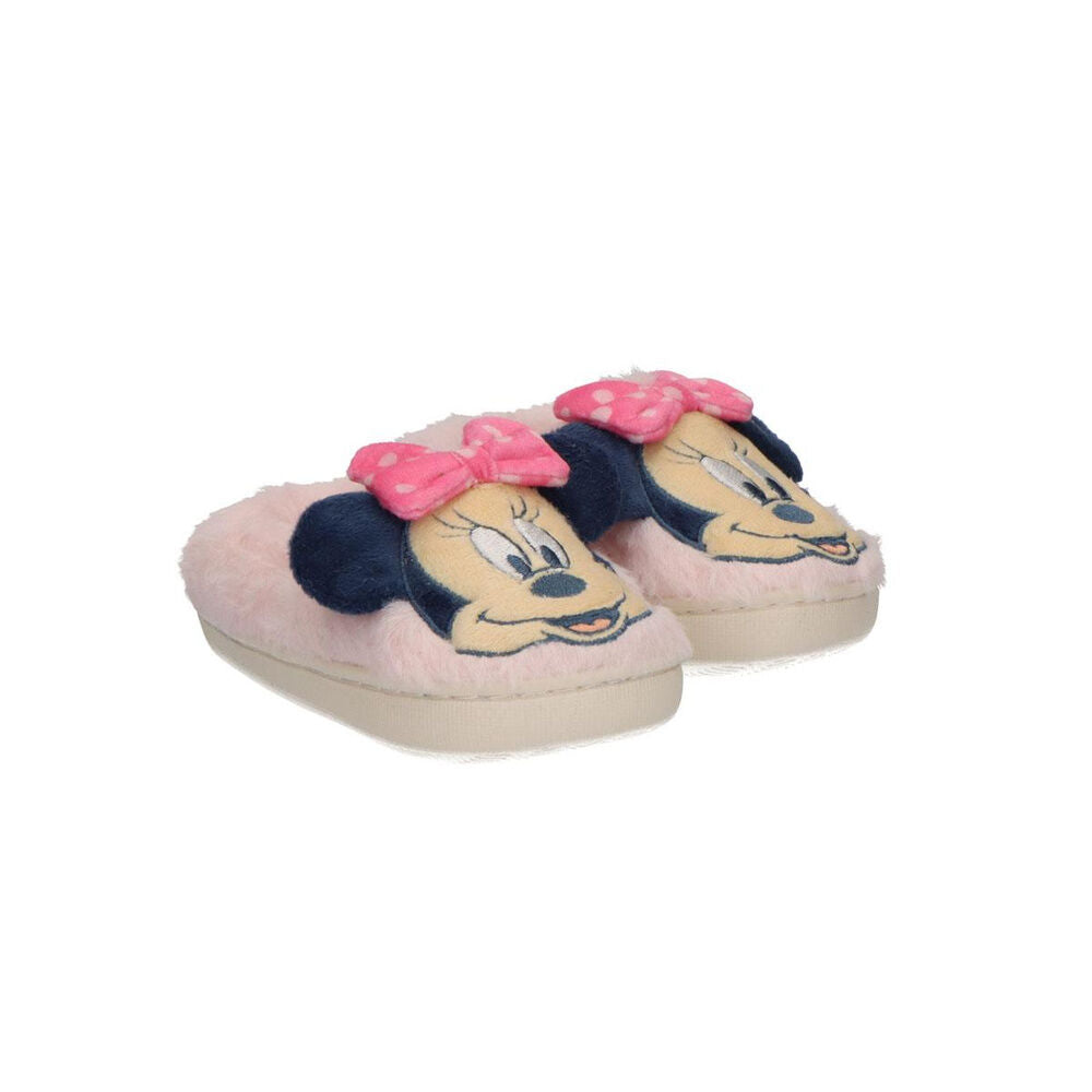 Pantuflas rosas de Minnie Disney con lazo de lunares