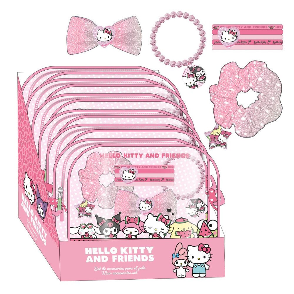 Set de accesorios para el pelo Hello Kitty and Friends en tonos rosas