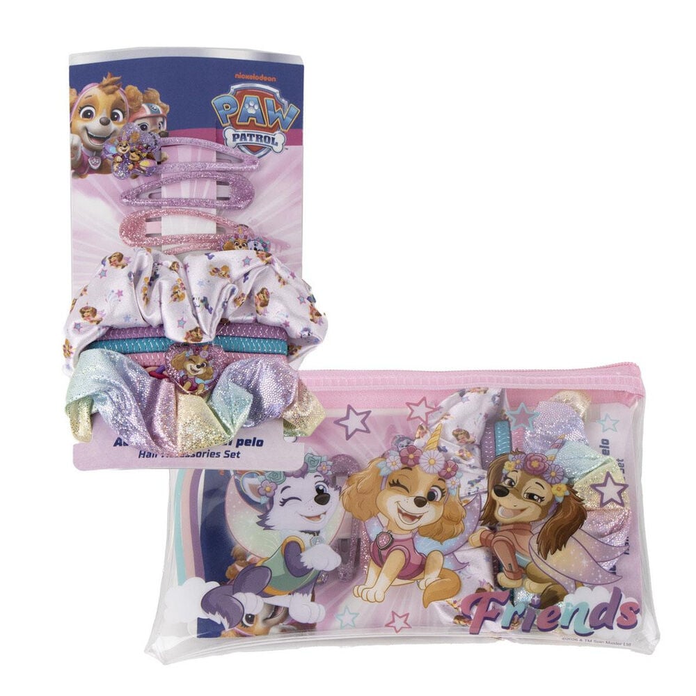 Set de accesorios para el pelo Paw Patrol con estuche rosa