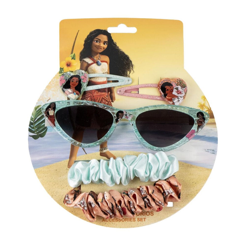 Set de belleza Vaiana Disney con gafas de sol, pinzas y coleteros