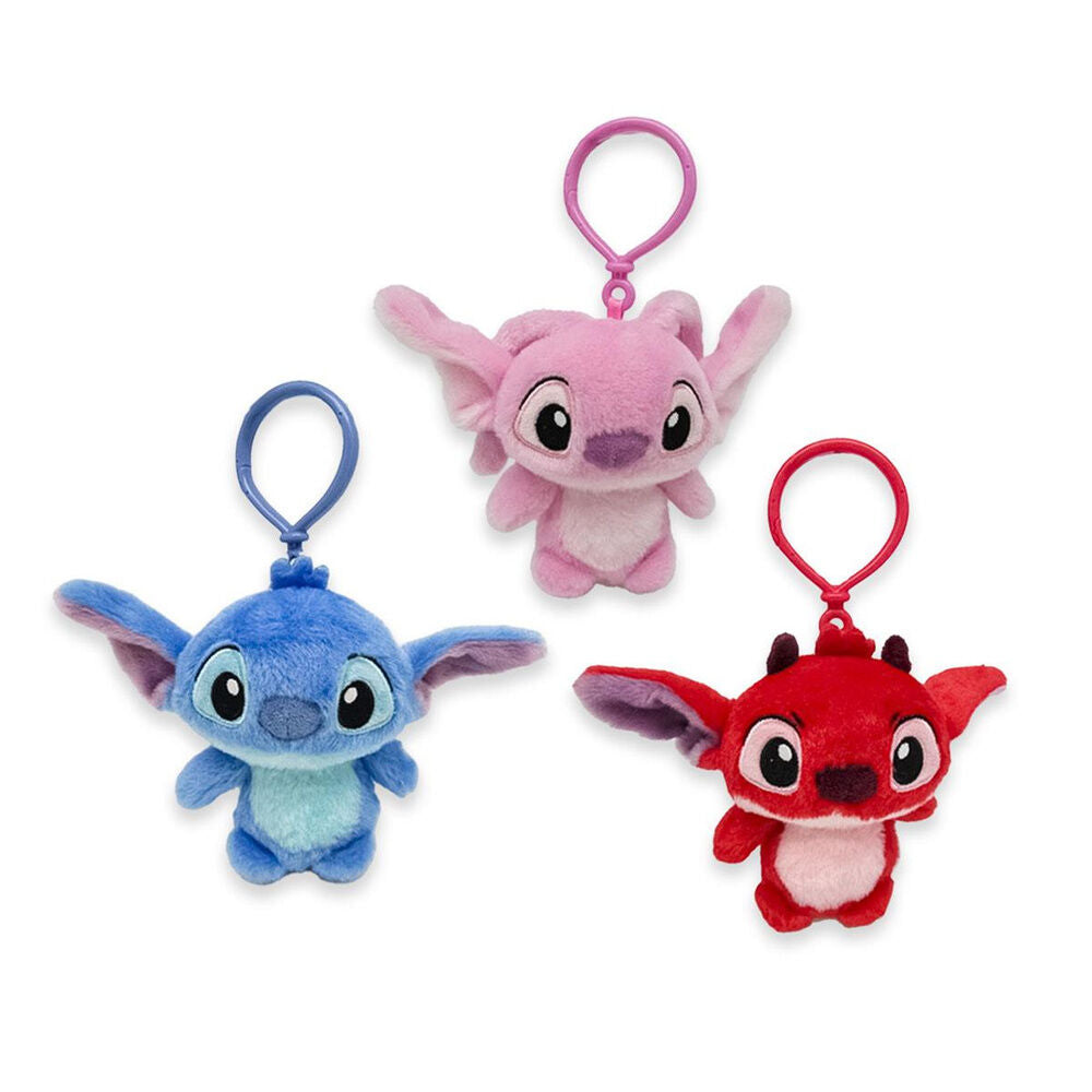 Llavero de peluche Stitch Disney en colores azul, rosa y rojo