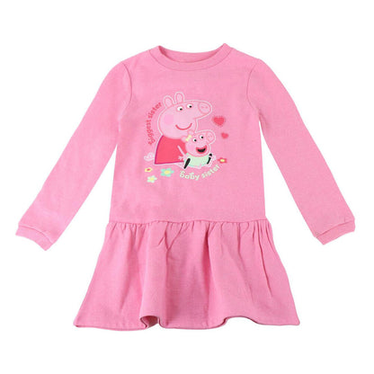 Vestido rosa de manga larga Peppa Pig con falda fruncida