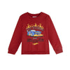 Sudadera infantil roja Hot Wheels con coche de carreras estampado