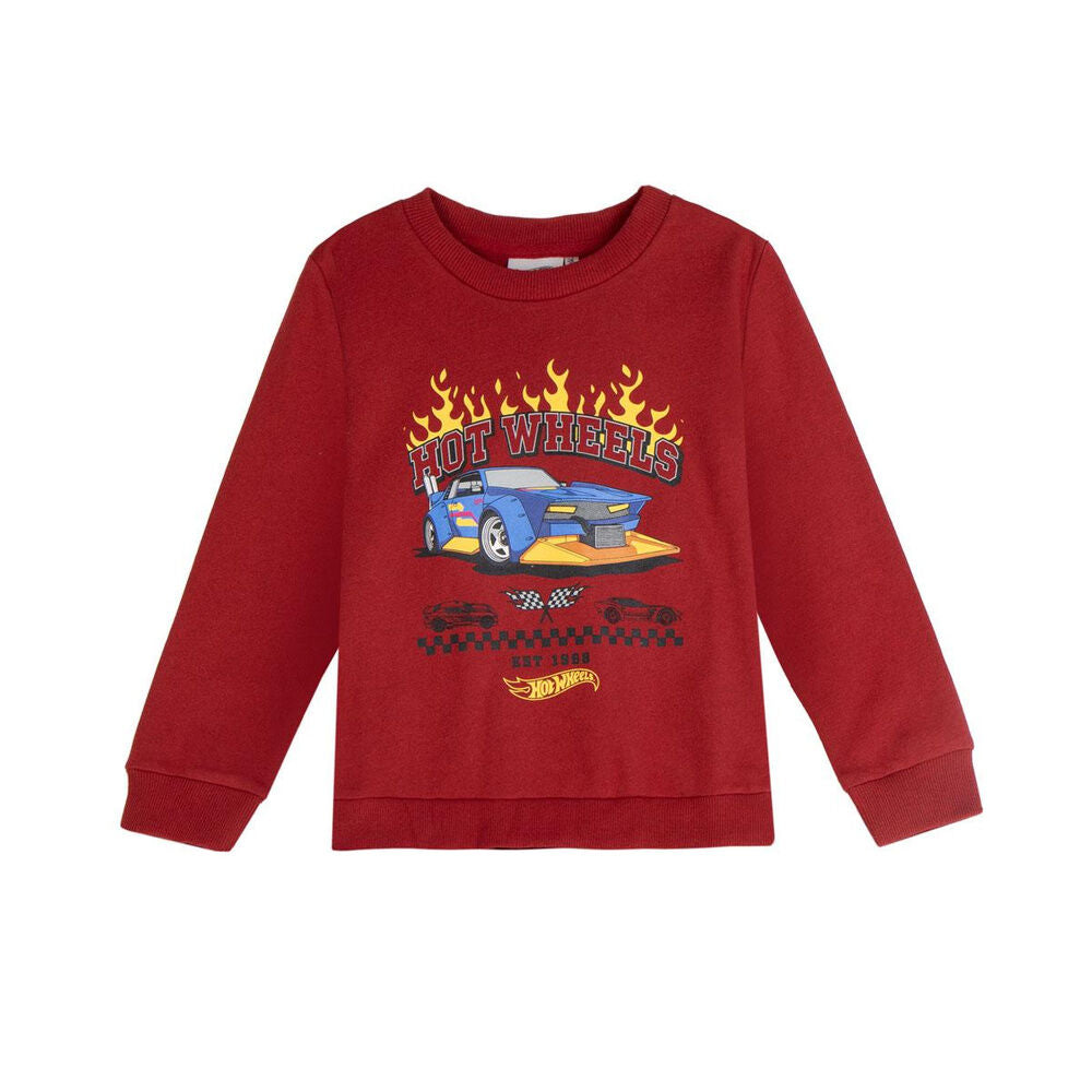 Sudadera infantil roja Hot Wheels con coche de carreras estampado