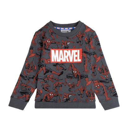 Sudadera gris de Spider-Man Marvel con estampado integral y logotipo frontal
