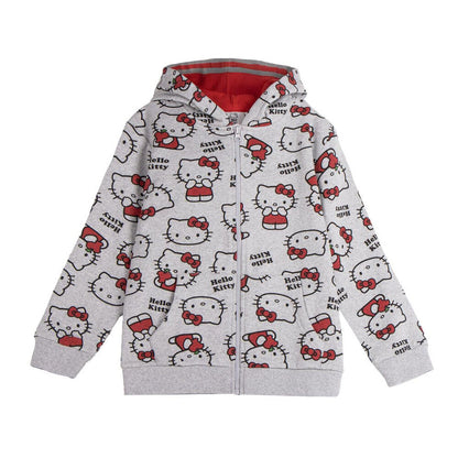 Sudadera gris con capucha y estampado integral de Hello Kitty