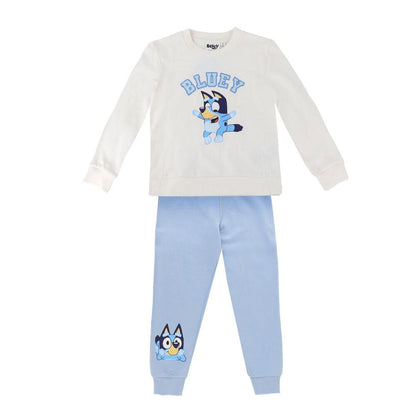 Conjunto de chándal Bluey con sudadera blanca y pantalón azul claro