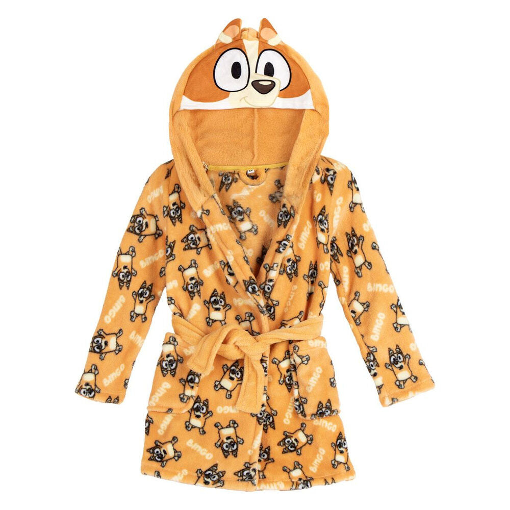 Bata infantil naranja de Bluey con capucha y estampado de Bingo
