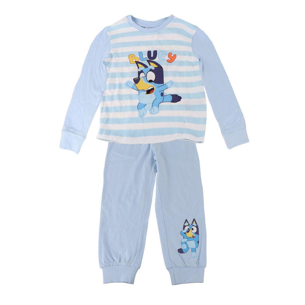 Pijama infantil de Bluey azul con camiseta a rayas y pantalón largo