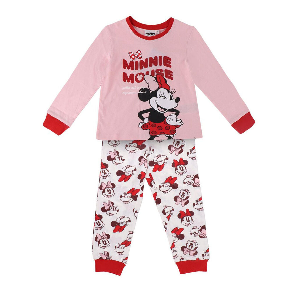 Pijama infantil de manga larga de Minnie Disney en rosa y rojo