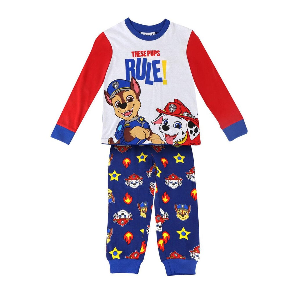 Pijama de manga larga de Patrulla Canina con camiseta estampada y pantalón azul