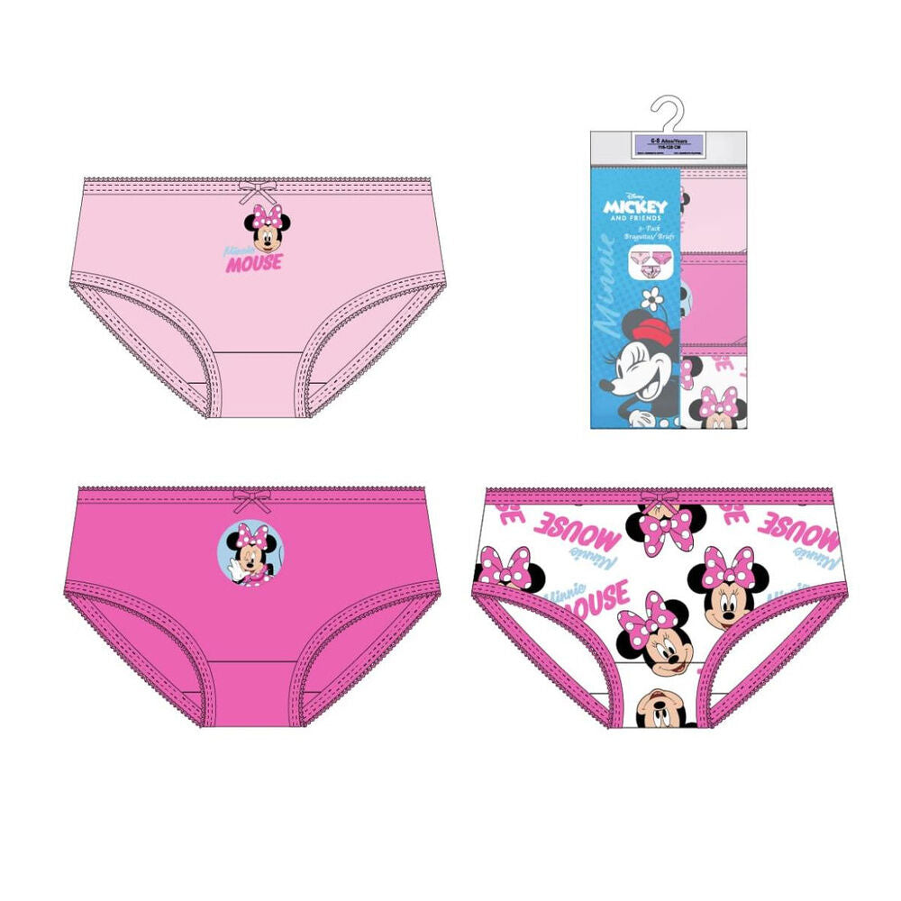 Set de tres braguitas rosas de Minnie Disney